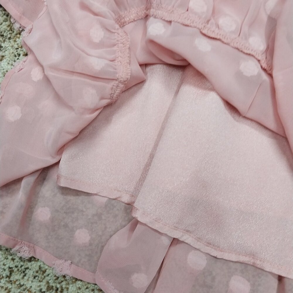 3594 Size Medium Pink Swiss Dot Tunic/ Lined. - Picture 3 of 6